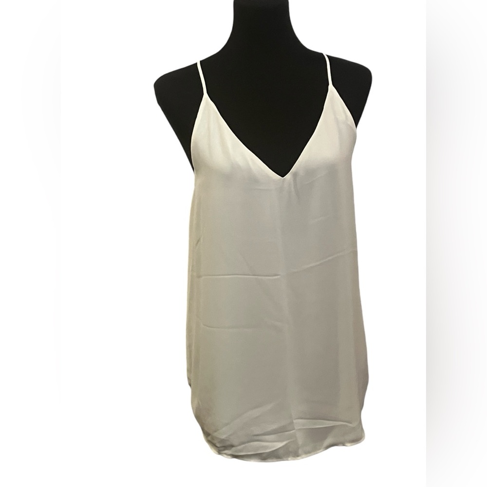 NWT Loft Outlet racerback drapey top. Lined, Ivory, Large Petite